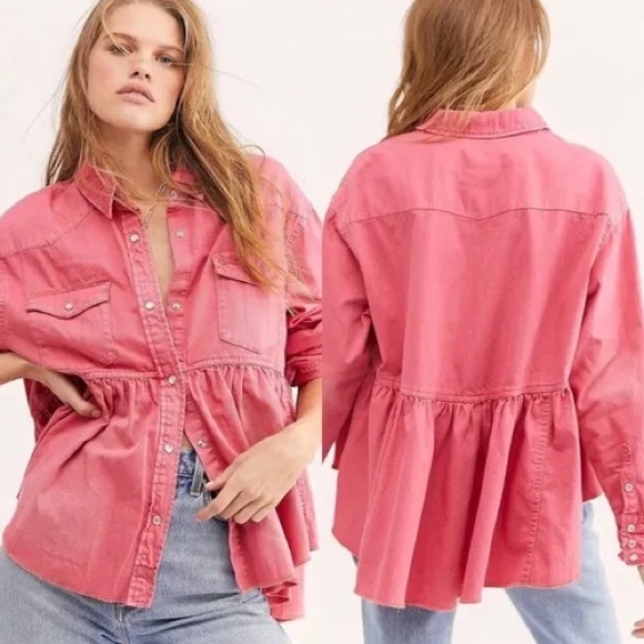 Free People Tops - Free People pink babydoll oversized drop size large